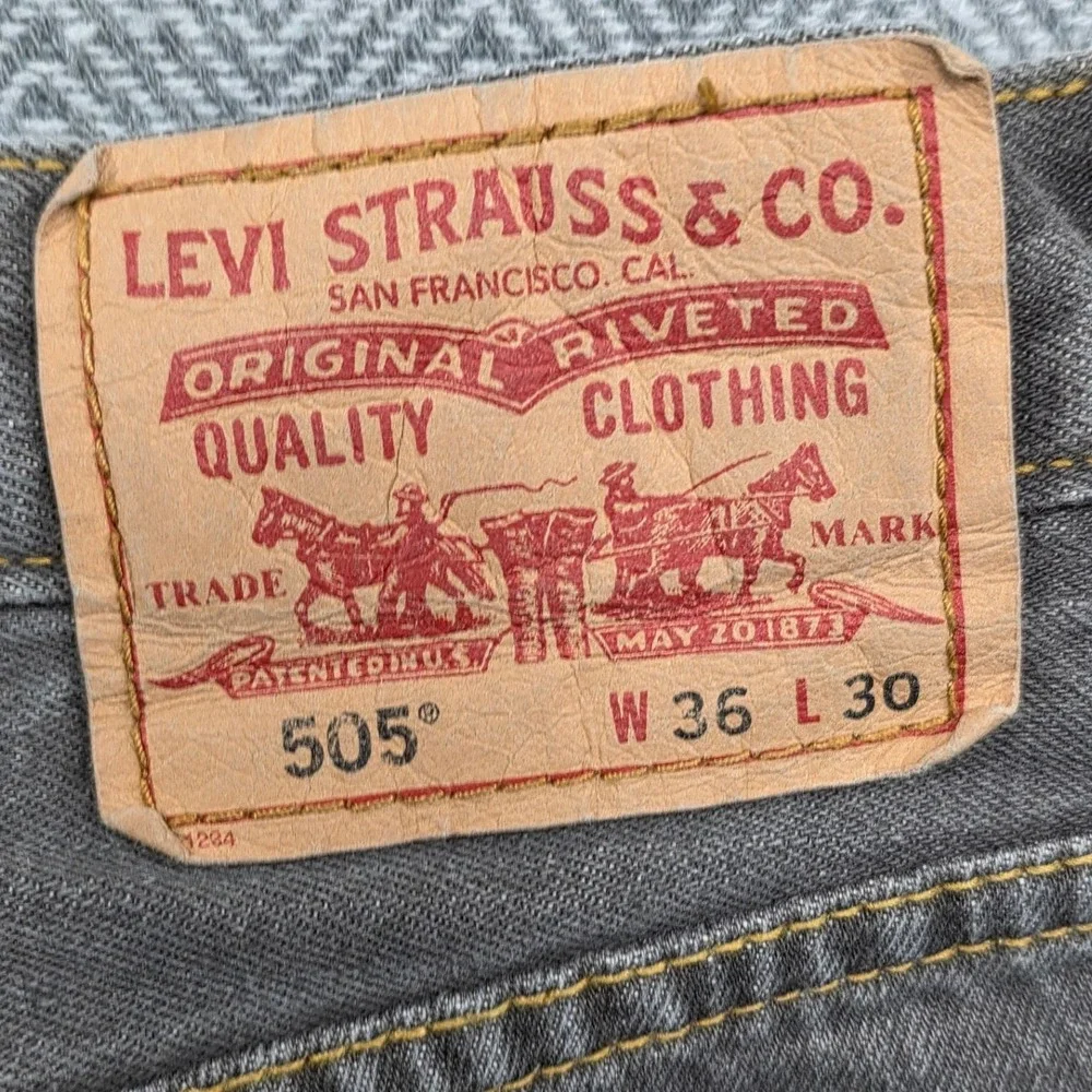 Levis 505‎ Regular Fit Grey Straight Leg Denim Jeans Mens 36x30 00505-3812